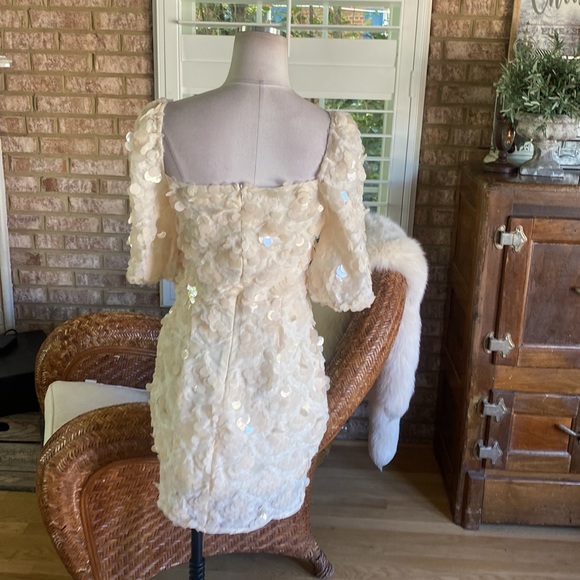 LLACIE FANCO OFF WHITE SEQUIN MINI DRESS MEDIUM NEW - Picture 5 of 8
